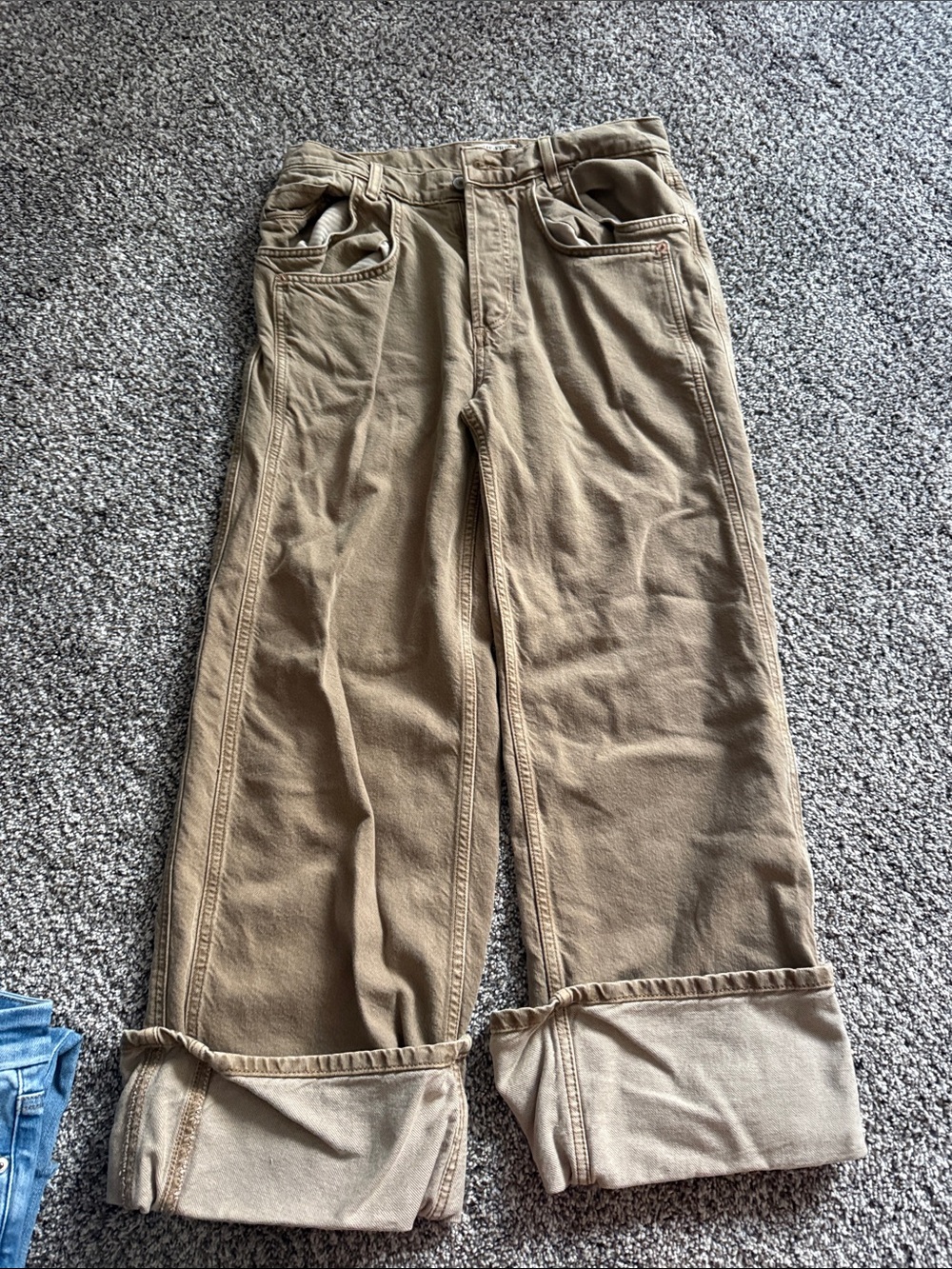 We The Free Khaki Convertible Wide-Leg Jeans
